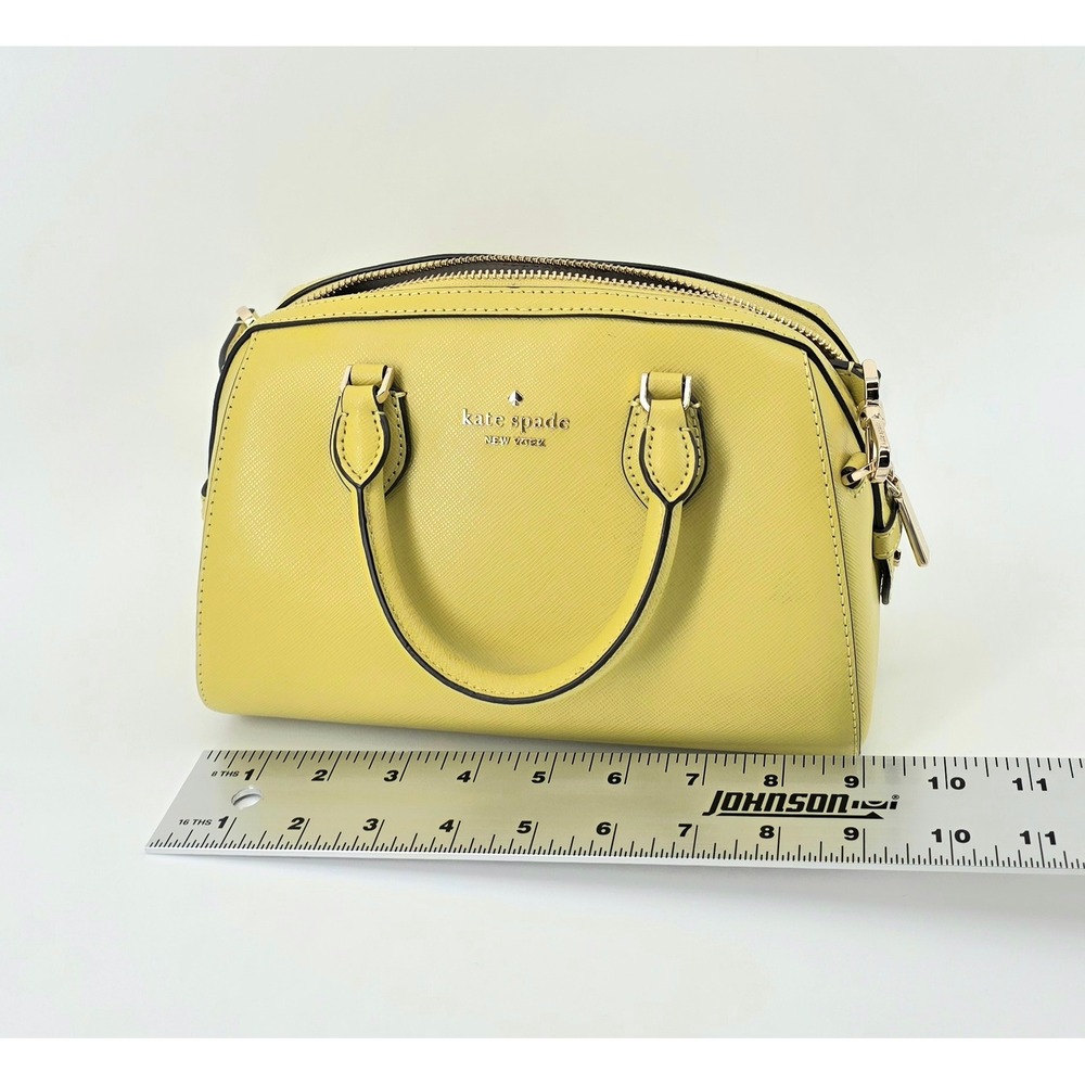Kate Spade Preppy Satchel Saffiano Leather Crossbody Handbag Women's Yellow - Picture 8 of 9